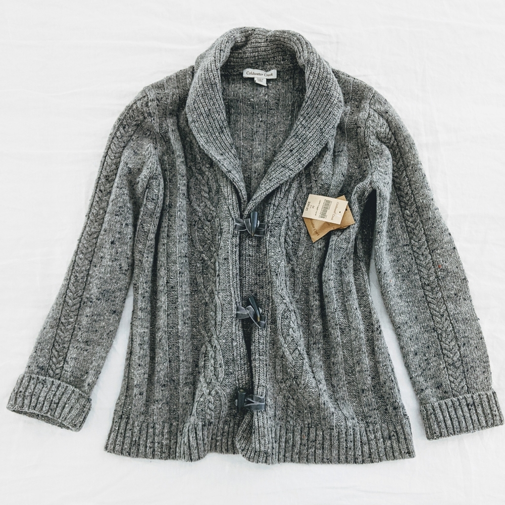 NEW - Coldwater Creek Wool Cable Toggle Cardigan